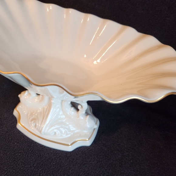 Lenox Centerpiece Mantel Bowl Porcelain 24K Gold Trim Ivory - Picture 5 of 9